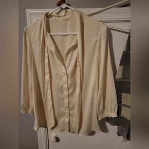 Cream color tie front blouse